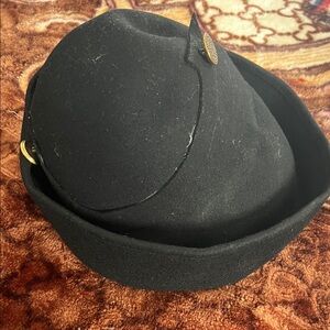 Elegant Vintage wool Black Men's Hat with gold buttons